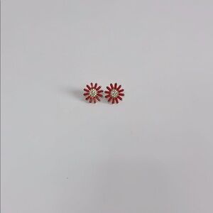 Charming Charlie Red and Gold Floral Earrings